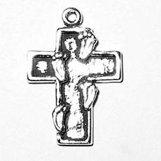 Charms. Sterling Silver, 15.7mm Width by 2.9mm Length by 22.7mm Height, Cross With Footprints Charm. Quantity Per Pack: 1 Piece.