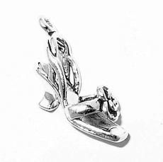 Charms. Sterling Silver, 9.1mm Width by 13.5mm Length by 24.4mm Height, High Heel With Flower Charm. Quantity Per Pack: 1 Piece.