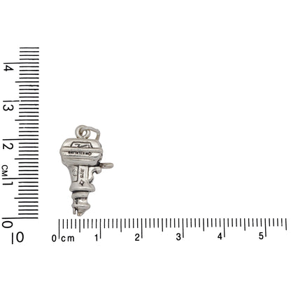 Sterling Silver, 13.5mm Width by 6.0mm Length by 22.4mm Height, Boat Motor Charm. Quantity Per Pack: 1 Piece.