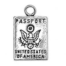 Load image into Gallery viewer, Charms. Sterling Silver, 10.9mm Width by 1.3mm Length by 17.4mm Height, Passport Charm. Quantity Per Pack: 1 Piece.
