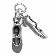 Load image into Gallery viewer, Charms. Sterling Silver, 4.9mm Width by 5.3mm Length by 16.6mm Height, Tap Shoes Charm. Quantity Per Pack: 1 Piece.
