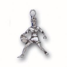 Charms. Sterling Silver, 15.0mm Width by 6.5mm Length by 20.9mm Height, Female Basketball Player Charm. Quantity Per Pack: 1 Piece.