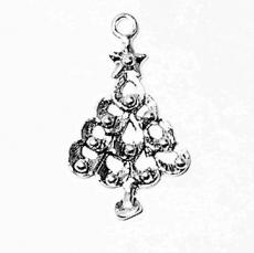 Charms. Sterling Silver, 12.9mm Width by 2.0mm Length by 22.0mm Height, Christmas Tree Charm. Quantity Per Pack: 1 Piece.