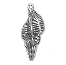 Charms. Sterling Silver, 8.8mm Width by 6.2mm Length by 22.1mm Height, Shell Charm. Quantity Per Pack: 1 Piece.