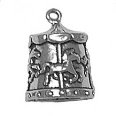 Charms. Sterling Silver, 13.0mm Width by 13.2mm Length by 17.0mm Height, Merry-Go-Round Charm. Quantity Per Pack: 1 Piece.