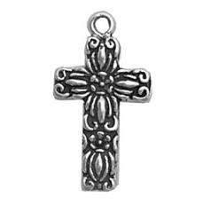 Charms. Sterling Silver, 13.2mm Width by 1.9mm Length by 24.5mm Height, Cross Charm. Quantity Per Pack: 1 Piece.