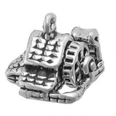 Charms. Sterling Silver, 13.2mm Width by 14.0mm Length by 11.2mm Height, Old Mill House Charm. Quantity Per Pack: 1 Piece.