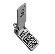 Charms. Sterling Silver, 9.0mm Width by 3.6mm Length by 18.6mm Height, Flip Cell Phone Charm. Quantity Per Pack: 1 Piece.