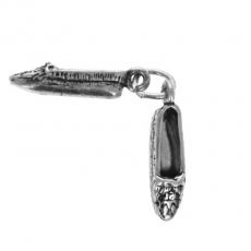 Charms. Sterling Silver, 4.1mm Width by 4.0mm Length by 17.8mm Height, Moccasins Charms. Quantity Per Pack: 1 Piece.