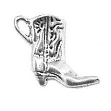 Charms. Sterling Silver, 15.0mm Width by 3.5mm Length by 12.1mm Height, Cowboy Boot Charm. Quantity Per Pack: 1 Piece.