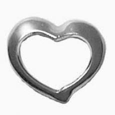 Charms. Sterling Silver, 15.6mm Width by 2.8mm Length by 13.4mm Height, Floating Heart Charm. Quantity Per Pack: 1 Piece.