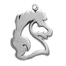 Charms. Sterling Silver, 17.3mm Width by 2.6mm Length by 24.0mm Height, Horse Head Charm. Quantity Per Pack: 1 Piece.