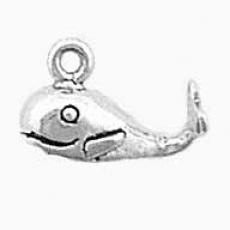 Charms. Sterling Silver, 14.0mm Width by 5.7mm Length by 9.7mm Height, Small Whale Charm. Quantity Per Pack: 1 Piece.