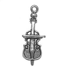 Charms. Sterling Silver, 9.1mm Width by 3.7mm Length by 23.9mm Height, Bass / Cello Charm. Quantity Per Pack: 1 Piece.