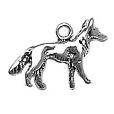 Charms. Sterling Silver, 17.2mm Width by 2.8mm Length by 12.0mm Height, German Shepherd Dog Charm. Quantity Per Pack: 1 Piece.