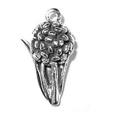 Charms. Sterling Silver, 11.7mm Width by 9.5mm Length by 22.9mm Height, Flower Charm. Quantity Per Pack: 1 Piece.