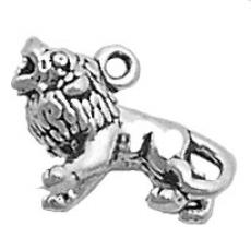 Charms. Sterling Silver, 16.8mm Width by 6.6mm Length by 11.9mm Height, Lion Charm. Quantity Per Pack: 1 Piece.