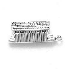 Charms. Sterling Silver, 6.0mm Width by 6.0mm Length by 22.3mm Height, Covered Bridge Charm. Quantity Per Pack: 1 Piece.