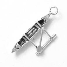 Charms. Sterling Silver, 11.1mm Width by 5.1mm Length by 27.5mm Height, Outrigger Charm. Quantity Per Pack: 1 Piece.