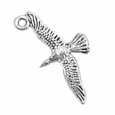 Charms. Sterling Silver, 11.5mm Width by 2.4mm Length by 22.8mm Height, Seagull Charm. Quantity Per Pack: 1 Piece.