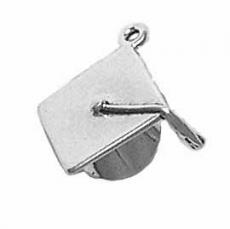 Charms. Sterling Silver, 17.7mm Width by 6.8mm Length by 20.0mm Height, Graduation Cap Charm. Quantity Per Pack: 1 Piece.