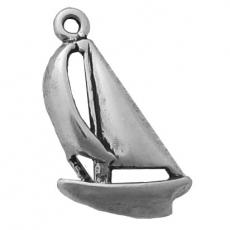 Charms. Sterling Silver, 13.8mm Width by 4.6mm Length by 22.0mm Height, Sailboat Charm. Quantity Per Pack: 1 Piece.