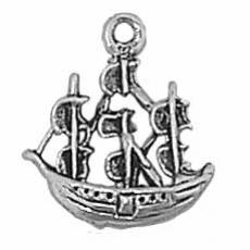 Charms. Sterling Silver, 16.6mm Width by 4.1mm Length by 17.8mm Height, Jamestown Ship Charm. Quantity Per Pack: 1 Piece.