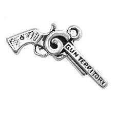 Charms. Sterling Silver, 24.1mm Width by 3.2mm Length by 15.5mm Height, Gun Charm. Quantity Per Pack: 1 Piece.