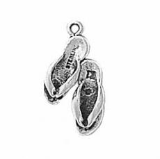 Charms. Sterling Silver, 9.6mm Width by 3.3mm Length by 17.9mm Height, Sandals Charm. Quantity Per Pack: 1 Piece.