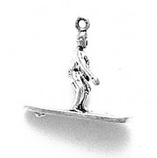 Charms. Sterling Silver, 21.7mm Width by 7.3mm Length by 20.1mm Height, Surfer Charm. Quantity Per Pack: 1 Piece.