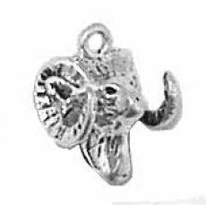 Charms. Sterling Silver, 9.4mm Width by 6.6mm Length by 12.0mm Height, Ram Head Charm. Quantity Per Pack: 1 Piece.