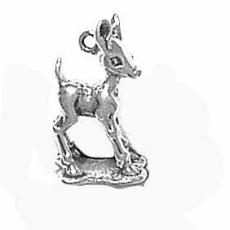 Charms. Sterling Silver, 10.0mm Width by 7.6mm Length by 18.1mm Height, Fawn Charm. Quantity Per Pack: 1 Piece.