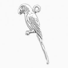 Charms. Sterling Silver, 10.4mm Width by 5.8mm Length by 29.8mm Height, Sitting Parrot Charm. Quantity Per Pack: 1 Piece.