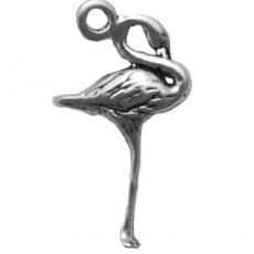 Charms. Sterling Silver, 11.0mm Width by 3.8mm Length by 21.5mm Height, Flamingo Charm. Quantity Per Pack: 1 Piece.