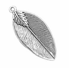 Charms. Sterling Silver, 13.0mm Width by 2.8mm Length by 29.5mm Height, Leaf Charm. Quantity Per Pack: 1 Piece.