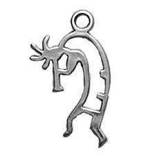 Charms. Sterling Silver, 14.2mm Width by 1.0mm Length by 23.7mm Height, Kokopelli Charm. Quantity Per Pack: 1 Piece.