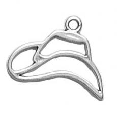 Charms. Sterling Silver, 20.4mm Width by 1.3mm Length by 15.4mm Height, Cowboy Hat Charm. Quantity Per Pack: 1 Piece.