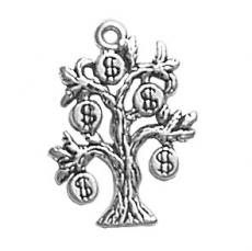 Charms. Sterling Silver, 16.1mm Width by 1.7mm Length by 21.4mm Height, Money Tree Charm. Quantity Per Pack: 1 Piece.