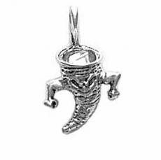 Charms. Sterling Silver, 12.3mm Width by 6.2mm Length by 19.5mm Height, Cyclone Pendant. Quantity Per Pack: 1 Piece.