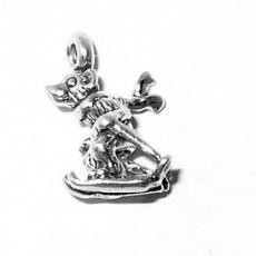 Charms. Sterling Silver, 6.5mm Width by 8.5mm Length by 12.0mm Height, Skiing Bear Charm. Quantity Per Pack: 1 Piece.