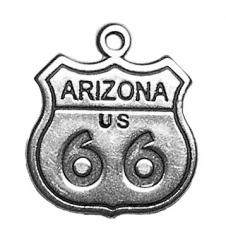 Charms. Sterling Silver, 15.5mm Width by 1.0mm Length by 17.6mm Height, Route 66 Arizona Charm. Quantity Per Pack: 1 Piece.