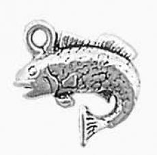 Charms. Sterling Silver, 13.1mm Width by 5.7mm Length by 13.9mm Height, Bass Fish Charm. Quantity Per Pack: 1 Piece.