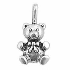 Charms. Sterling Silver, 9.5mm Width by 6.0mm Length by 17.9mm Height, Teddy Bear Charm With Bail. Quantity Per Pack: 1 Piece.