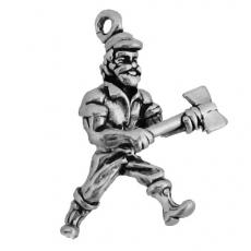 Charms. Sterling Silver, 15.7mm Width by 16.8mm Length by 23.9mm Height, Lumberjack Charm. Quantity Per Pack: 1 Piece.