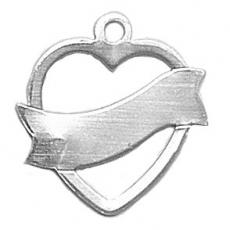 Charms. Sterling Silver, 21.8mm Width by 0.9mm Length by 22.8mm Height, Heart With Banner Charm. Quantity Per Pack: 1 Piece.