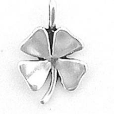 Charms. Sterling Silver, 11.4mm Width by 3.4mm Length by 17.6mm Height, Four Leaf Clover Pendant. Quantity Per Pack: 1 Piece.