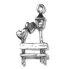 Charms. Sterling Silver, 11.3mm Width by 6.3mm Length by 22.5mm Height, Bench With Hearts Charm. Quantity Per Pack: 1 Piece.