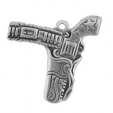 Charms. Sterling Silver, 18.0mm Width by 1.7mm Length by 19.0mm Height, Gun in Holster Charm. Quantity Per Pack: 1 Piece.