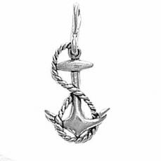 Charms. Sterling Silver, 12.1mm Width by 3.7mm Length by 25.3mm Height, Anchor Pendant. Quantity Per Pack: 1 Piece.