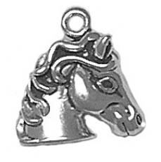 Charms. Sterling Silver, 15.0mm Width by 7.6mm Length by 15.6mm Height, Horse Head Charm. Quantity Per Pack: 1 Piece.